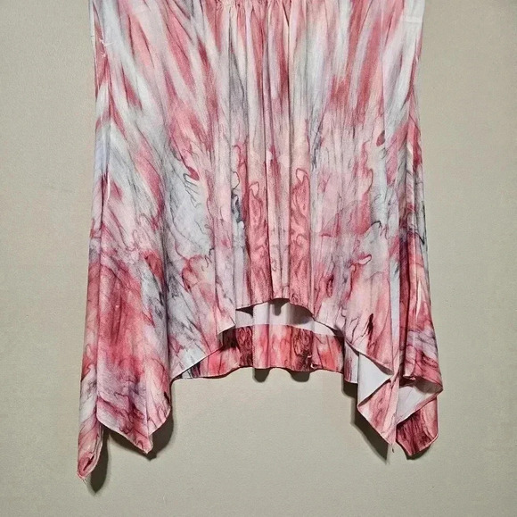 Live and Let Live Tunic Top Women's Size Large Short Sleeve Asymmetrical Hem - Picture 2 of 9